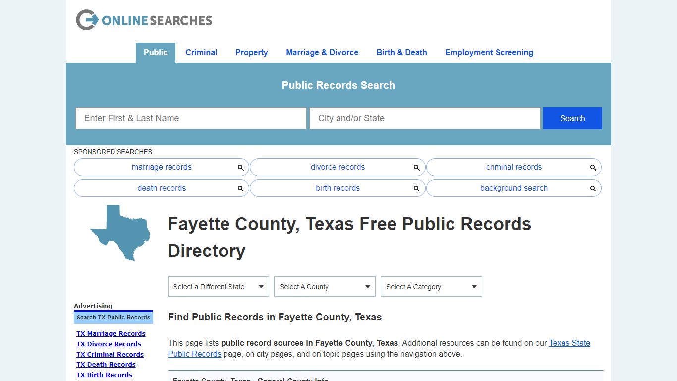 Fayette County, Texas Public Records Directory